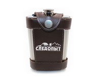 Фляга 260 мл в кож чехле с тиснением Следопыт-Flage PF-BD-F15