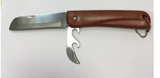 Нож складной с открывашкой красный 9-016